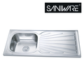 Saniware SKS-200-10646-SP 1060 x 460 x 200mm Top Mount Stainless Steel Single Bowl Kitchen Sink with Drainer Matt Finish Spacious & Convenient