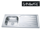 Saniware SKS-200-10646-SP 1060 x 460 x 200mm Top Mount Stainless Steel Single Bowl Kitchen Sink with Drainer Matt Finish Spacious & Convenient