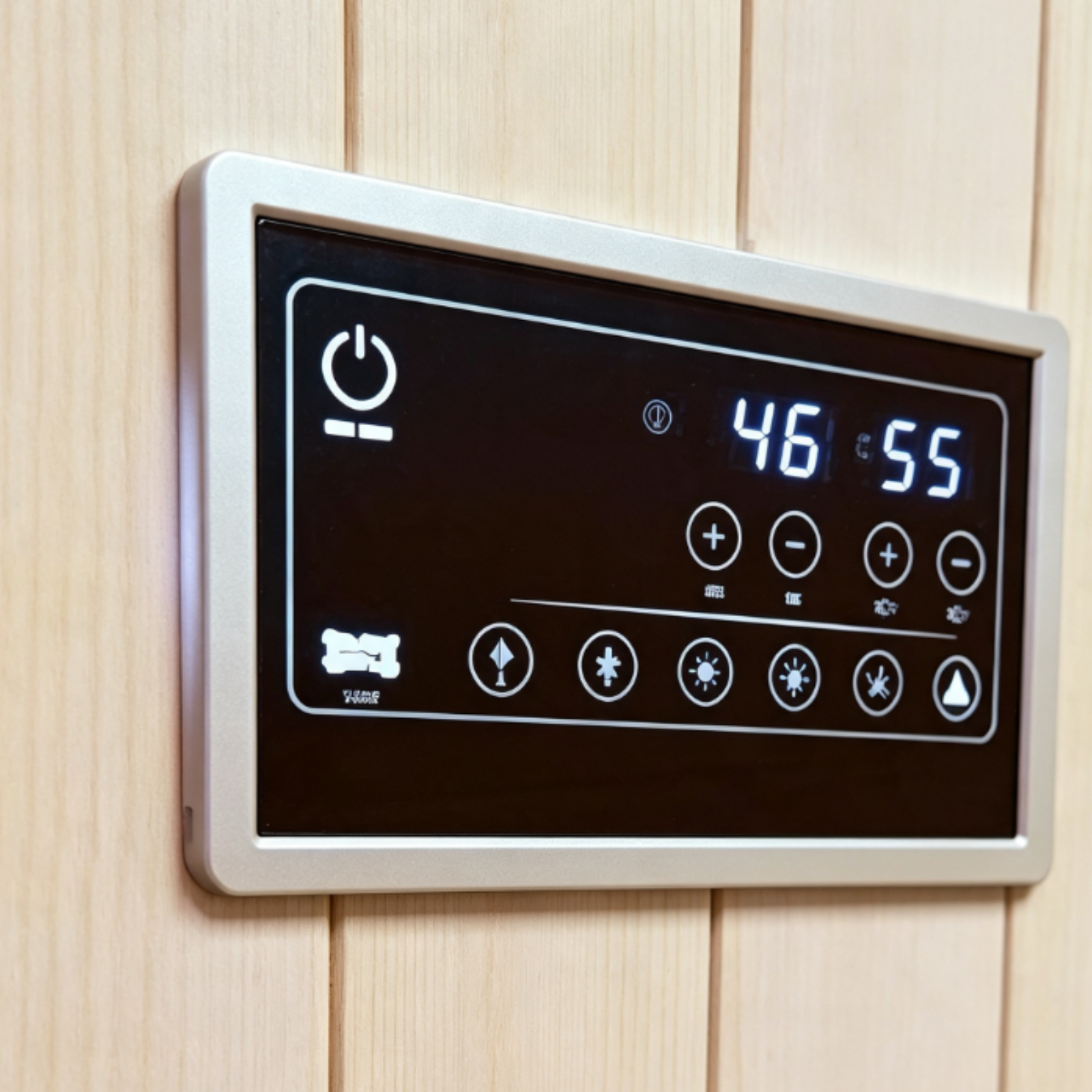 Eurano ERN 89931 Square Natural Wood Sauna Cabin (920x920x1950mm) 3.0KW Carbon Fibre Heater with Smart Control Panel & LED Lighting