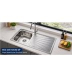 Saniware SKS-200-10646-SP 1060 x 460 x 200mm Top Mount Stainless Steel Single Bowl Kitchen Sink with Drainer Matt Finish Spacious & Convenient
