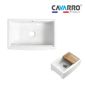 Cavarro Levanzo CF332110WS 826 × 527mm White Fireclay Curved Apron Front Single Bowl Workstation Kitchen Sink Flush Mount or Undermount Ideal for Family Kitchens and Home Cooks