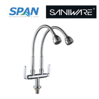 Saniware SWP-BR-3370 Chrome Double Flexible Hose Kitchen Pillar Sink Tap Suitable for: Kitchen Sinks, Utility Sinks and Dishwashing Areas Requiring Two Outlets