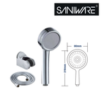 Saniware SHS-5501 (S600) 80mm Functional Hand Shower with Holder & Flexible Hose Polished Chrome, Compact & Practical