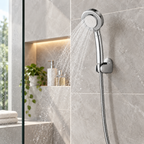 Saniware SHS-5502 (S600) 100mm 3 Functions Hand Shower with Holder & Flexible Hose Polished Chrome, Versatile & Luxurious