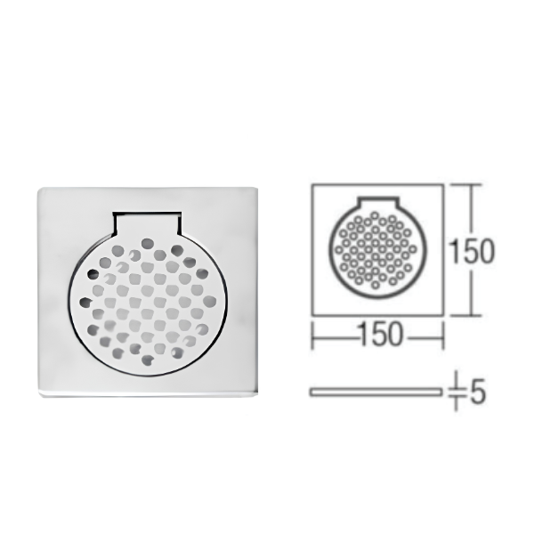 Saniware SFG-12066 / SFG-6044 Stainless Steel Floor Grating Square Drain Cover, 6"×6" or 4"×4" Options
