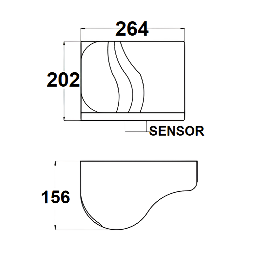 Onimi HD01 264 × 202 × 156mm 2000W Aluminium Automatic Sensor Hand Dryer – AC 240V Wall Mounted
