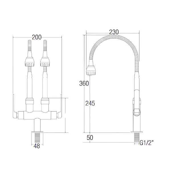 Saniware SWP-BR-3370 Chrome Double Flexible Hose Kitchen Pillar Sink Tap Suitable for: Kitchen Sinks, Utility Sinks and Dishwashing Areas Requiring Two Outlets