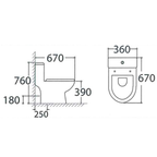 Asher C 306 S-Trap 250mm P-trap 180mm One Piece Water Closet Rimless Soft Close Seat Cover Jamban Duduk