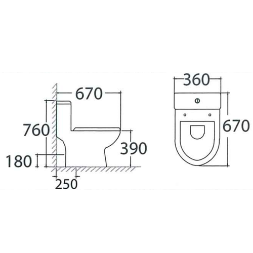 Asher C 306 S-Trap 250mm P-trap 180mm One Piece Water Closet Rimless Soft Close Seat Cover Jamban Duduk
