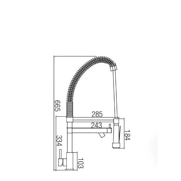 Saniware SWP-SS-MX-3303-B Black Flexible Hose Kitchen Pillar Sink Mixer Tap Suitable for: Kitchen Sinks, Utility Sinks and Dishwashing Areas