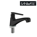 Saniware SWP-SS-304-60-B Stainless Steel Basin Pillar Tap Matt Black, 112mm Projection