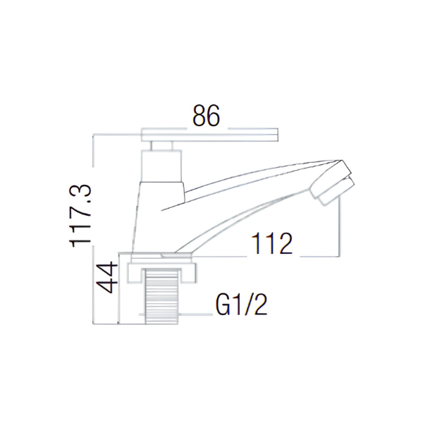 Saniware SWP-SS-304-60-B Stainless Steel Basin Pillar Tap Matt Black, 112mm Projection