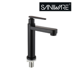 Saniware SWP-SS-304-61-B Tall Stainless Steel Basin Pillar Tap Matt Black, 168.2mm Height