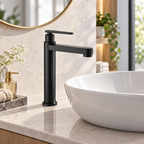 Saniware SWP-SS-304-61-B Tall Stainless Steel Basin Pillar Tap Matt Black, 168.2mm Height