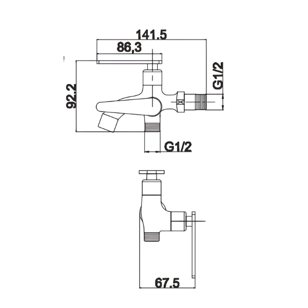 Saniware SWP-SS-304-68-B Stainless Steel Two-Way Tap Matt Black, Dual Water Outlet