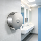 Onimi JPH01M Jumbo Toilet Roll Dispenser – 304 Stainless Steel, Matt Silver – 252 × 260 × 111mm – For Commercial & Public Washrooms