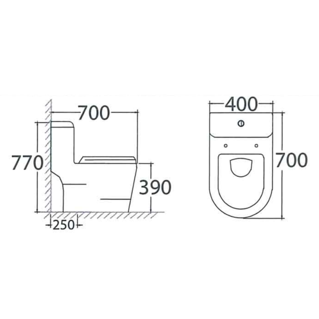 Asher C 1101S S-Trap 250mm One Piece Water Closet Dual Flush Soft Close Seat Cover Jamban Duduk