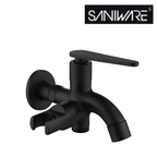 Saniware SWP-SS-304-68-BA Stainless Steel Two-Way Tap with Bidet Holder Matt Black