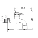 Saniware SWP-SS-304-67-BA Stainless Steel Wall Bib Tap Matt Black, 77mm Projection