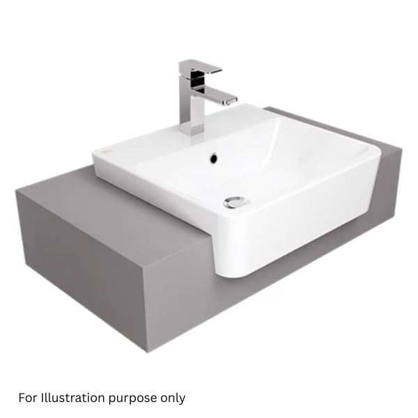 Saniware WB-455 410mm Ceramic White Semi Recessed Basin Sinki Tandas Bilik Mandi For Bathroom Vanity, Powder Room & Compact Renovation Projects