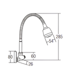 Saniware SWP-SS-304-73-B Stainless Steel Flexible Hose Kitchen Wall Sink Tap Matt Black, 285mm Height