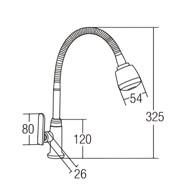Saniware SWP-SS-304-74-B Stainless Steel Flexible Hose Kitchen Pillar Sink Tap Matt Black, 325mm Height