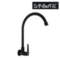 Saniware SWP-SS-304-64-B Stainless Steel High-Arch Kitchen Wall Sink Tap Matt Black
