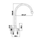 Saniware SWP-SS-304-64-B Stainless Steel High-Arch Kitchen Wall Sink Tap Matt Black