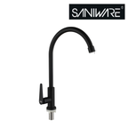Saniware SWP-SS-304-65-B Stainless Steel High-Arch Kitchen Pillar Sink Tap Matt Black