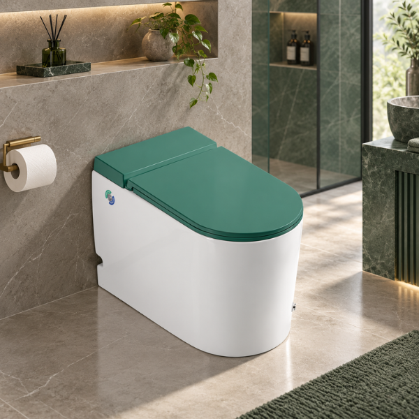 Saniware WC-1001-UFC 620mm Ceramic Tankless Siphonic One-Piece Toilet Sinki Tandas Bilik Mandi S-Trap 250mm & 300mm Roughing-In For Bathroom Renovation & Modern Homes