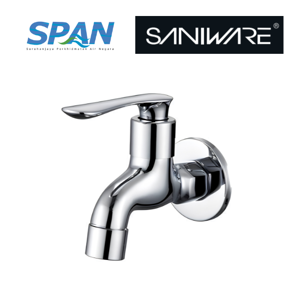 Saniware SWP-BR-3477A Chrome Wall Bib Tap Suitable for: Utility Sinks, Laundry Areas and General Household Washing Points