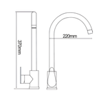 Saniware SWP-SS-304-84-B Stainless Steel High-Arch Kitchen Pillar Sink Tap Matt Black, 370 × 220mm