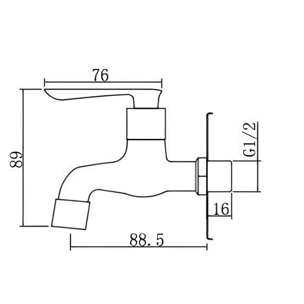 Saniware SWP-BR-3477A Chrome Wall Bib Tap Suitable for: Utility Sinks, Laundry Areas and General Household Washing Points