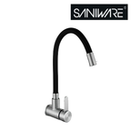 Saniware SWP-SS-304-3942 304 Stainless Steel Flexible Kitchen Wall Mounted Sink Tap Black & Silver Suitable for: Kitchens with a wall mounted tap connection