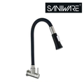 Saniware SWP-SS-304-3932 304 Stainless Steel Flexible Hose Kitchen Wall Mounted Sink Tap with Spray Head Black & Silver