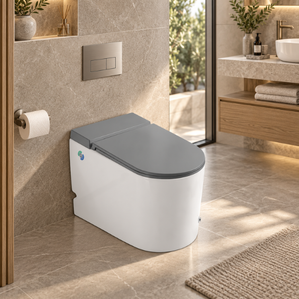Saniware WC-1001-UFC 620mm Ceramic Tankless Siphonic One-Piece Toilet Sinki Tandas Bilik Mandi S-Trap 250mm & 300mm Roughing-In For Bathroom Renovation & Modern Homes