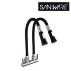 Saniware SWP-SS-304-3946 304 Stainless Steel Double Flexible Hose Kitchen Wall Mounted Sink Tap Black & Silver