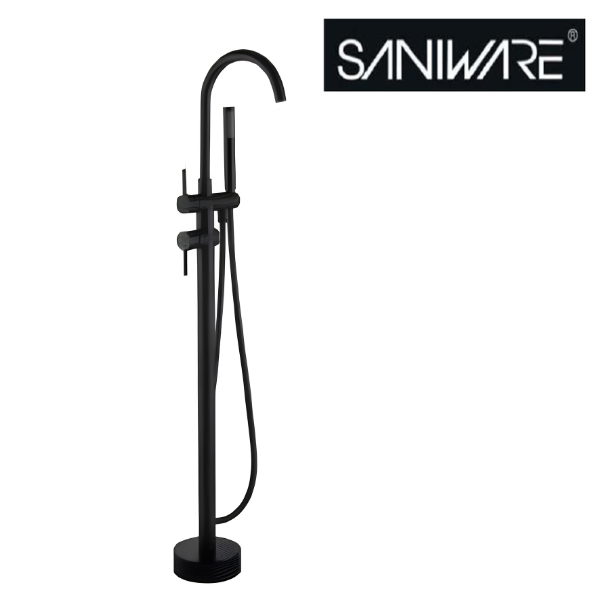 Saniware SWP-BTM-178B Freestanding Bathtub Tap with Hand Shower matte black freestanding acrylic bathtub