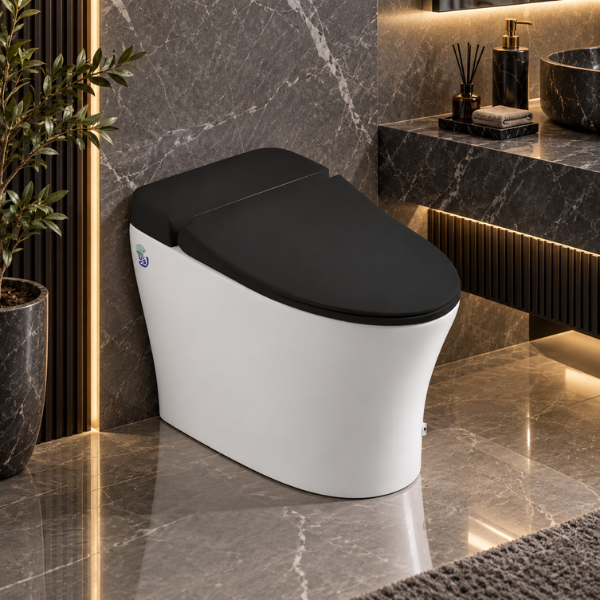 Saniware WC-1001-UFC 620mm Ceramic Tankless Siphonic One-Piece Toilet Sinki Tandas Bilik Mandi S-Trap 250mm & 300mm Roughing-In For Bathroom Renovation & Modern Homes