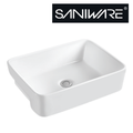 Saniware WB-458 475mm Ceramic White Semi Recessed Basin Sinki Tandas Bilik Mandi For Compact Vanity, Small Bathroom & Renovation Projects