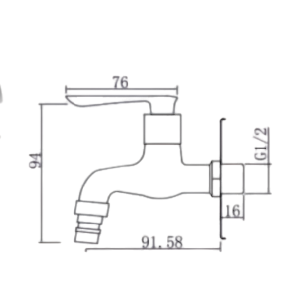 Saniware SWP-BR-3477 Chrome Wall Bib Tap with 1/2″ Hose Connector Suitable for: Laundry Areas, Utility Sinks and Hose Washing Tasks