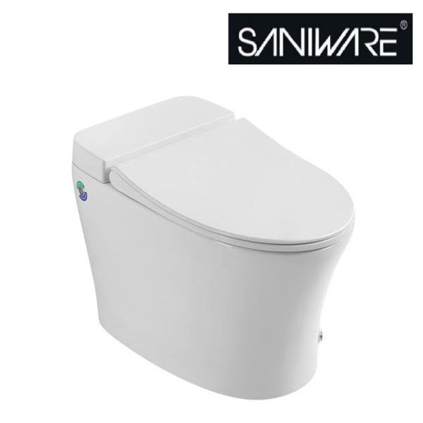 Saniware WC-1002-UFC 680mm Ceramic Tankless Siphonic One-Piece Toilet Mangkuk Tandas Bilik Mandi S-Trap 250mm & 300mm Roughing-In – White, Black, Grey & Green