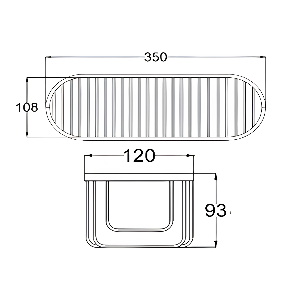 Onimi OM231312 350 × 108 × 93mm Stainless Steel 304 Oval Wire Bathroom Basket – Wall Mounted