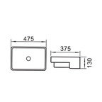 Saniware WB-458 475mm Ceramic White Semi Recessed Basin Sinki Tandas Bilik Mandi For Compact Vanity, Small Bathroom & Renovation Projects
