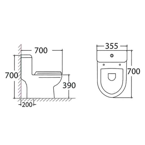Asher C 304 S One Piece Water Closet S-Trap 200mm Dual Flush Soft Close Seat Cover Jamban DUduk