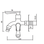 Saniware SWP-BR-3414 Chrome Two Way Tap Suitable for: Utility Sinks, Laundry Areas and Washing Points Requiring Two Outlets
