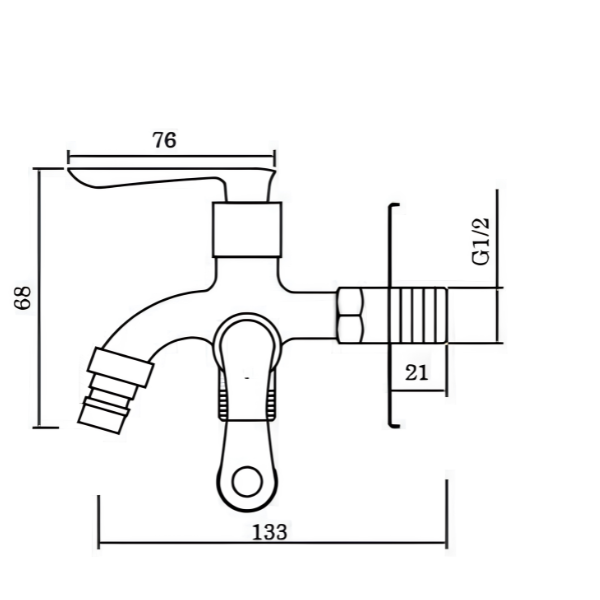 Saniware SWP-BR-3414 Chrome Two Way Tap Suitable for: Utility Sinks, Laundry Areas and Washing Points Requiring Two Outlets