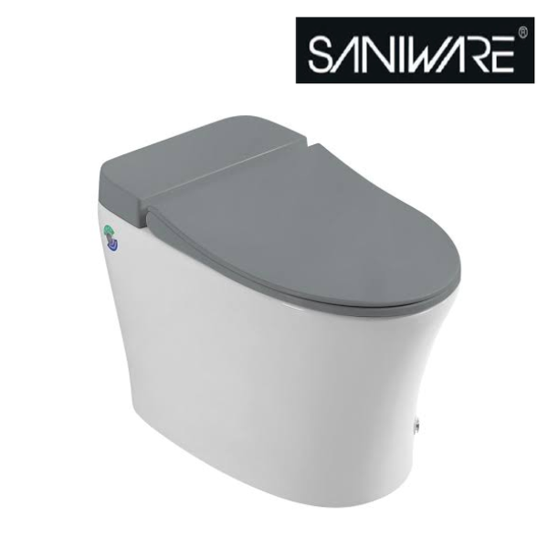 Saniware WC-1002-UFC 680mm Ceramic Tankless Siphonic One-Piece Toilet Mangkuk Tandas Bilik Mandi S-Trap 250mm & 300mm Roughing-In – White, Black, Grey & Green