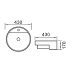 Saniware WB-461 430mm Ceramic White Semi Recessed Basin Sinki Tandas Bilik Mandi For Round Vanity, Bathroom & Renovation Projects