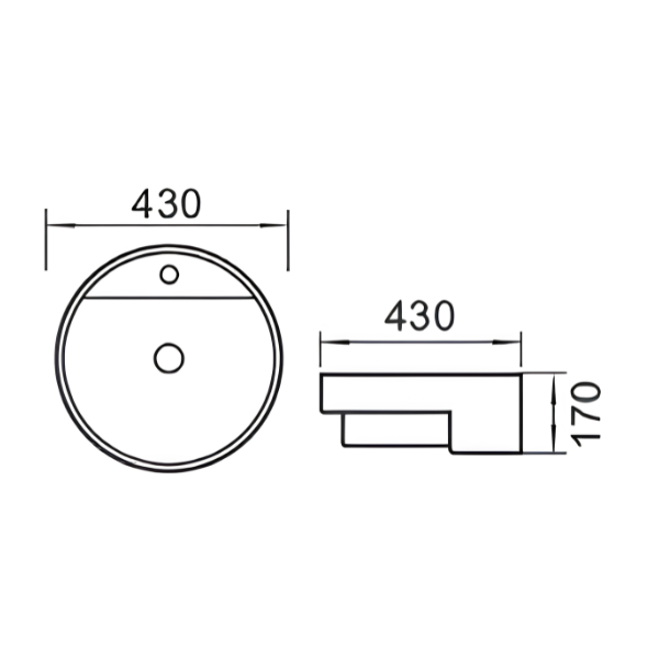 Saniware WB-461 430mm Ceramic White Semi Recessed Basin Sinki Tandas Bilik Mandi For Round Vanity, Bathroom & Renovation Projects